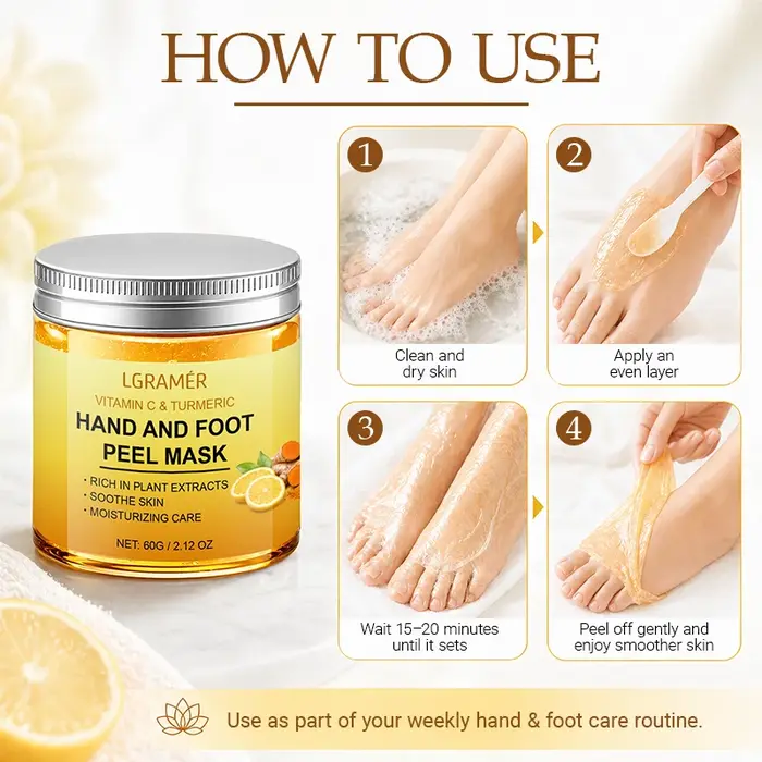Masque pour les mains et les pieds à la vitamine C et au curcuma
