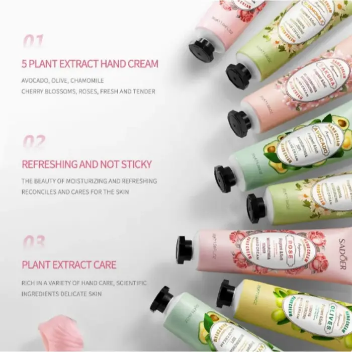 5 pièces/paquet Crèmes pour les mains parfumées aux fruits et aux plantes