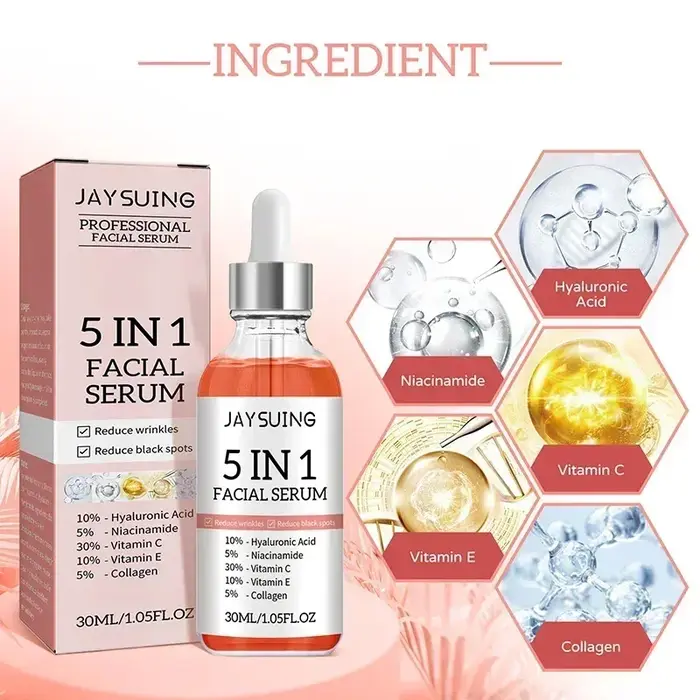 1/2/3/5 boîte 5 en 1 sérum pour le visage acide hyaluronique Essence hydratant rajeunissement vitamine C Niacinamide éclaircissant soins de la peau