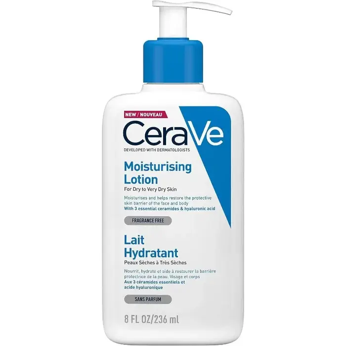 Lotion hydratante CeraVe 236 ml, sans parfum, pour le visage et le corps, avec céramides, pour le so