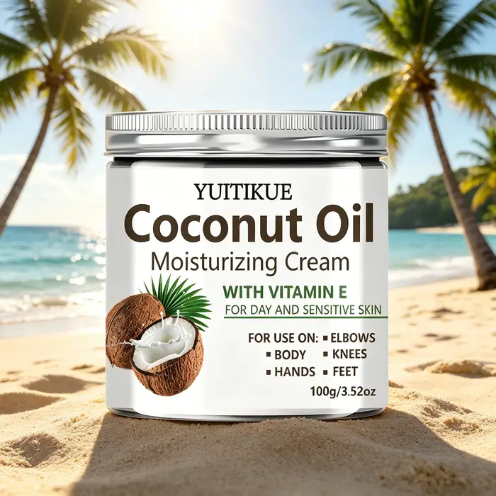 Crème hydratante à l'huile de coco YUITIKUE 100g, répare la peau sèche et rugueuse avec de la vitami