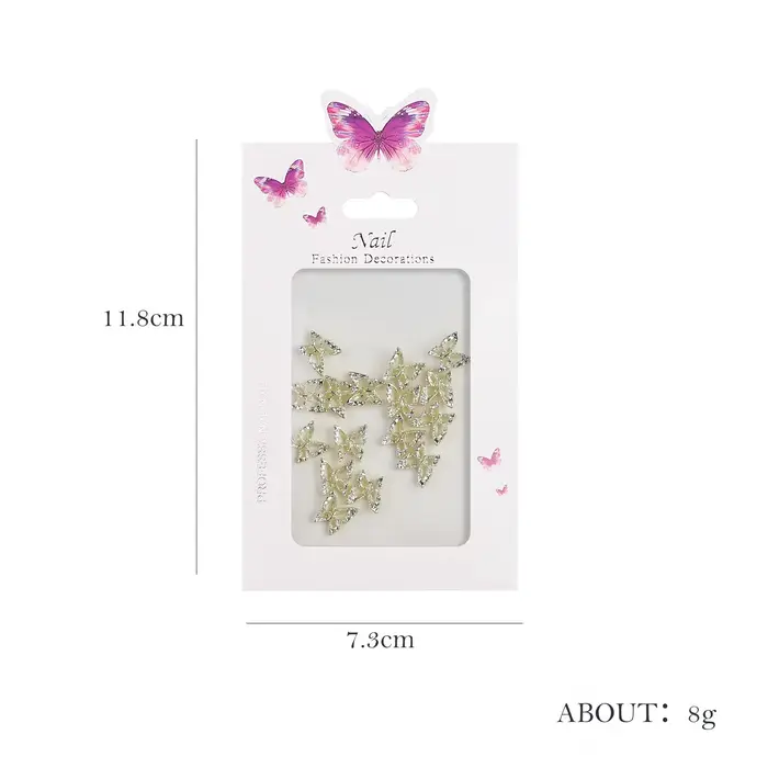 Strass papillon en alliage pour ongles, 20 pièces, stéréoscopique 3D, Nail Art de luxe, accessoires 