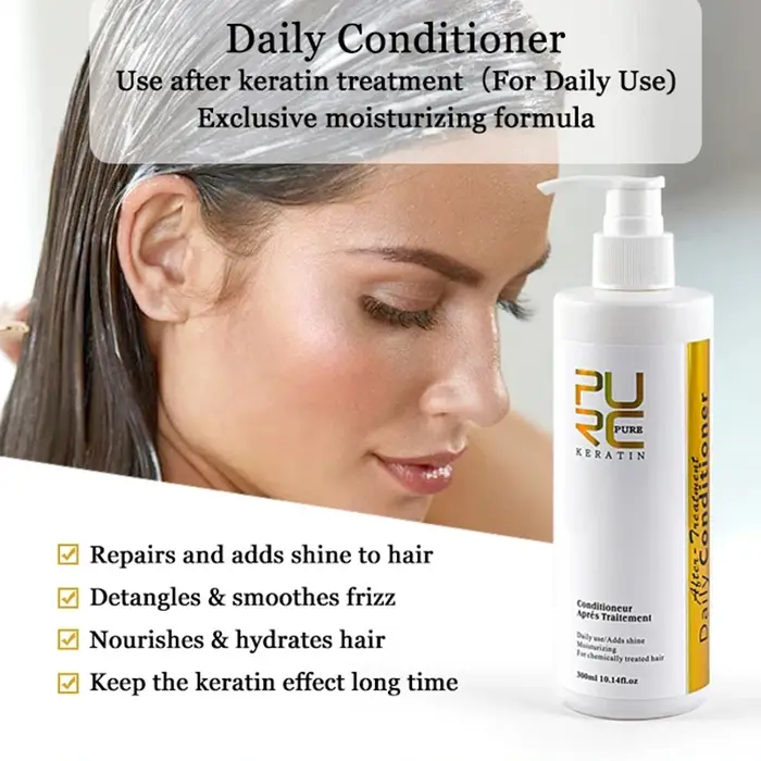PURC Daily Conditioner Kératine Traitement Post-Astraightenant Nouris et Hydrate Masque capillaire 300 ml