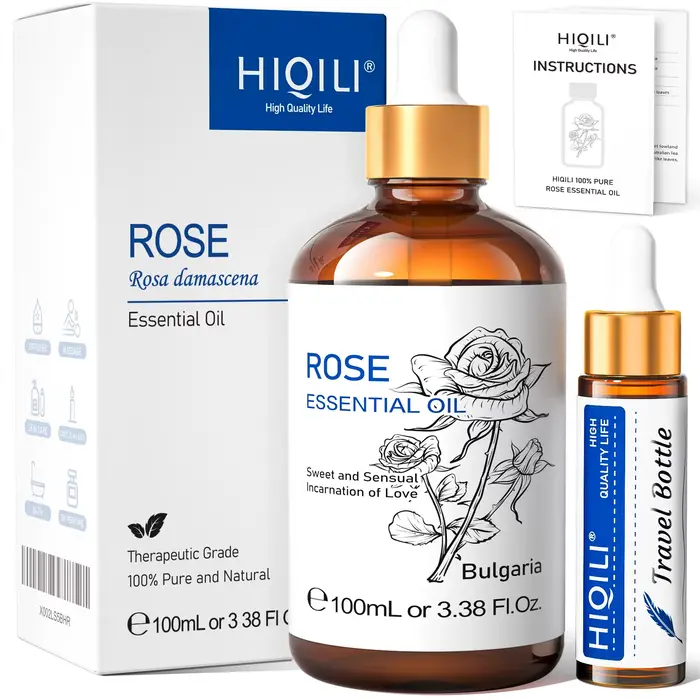 Huile Essentielle de Frankincense Premium HIQILI 100ML, Huiles Biologiques d'Ylang Ylang et de Vanil
