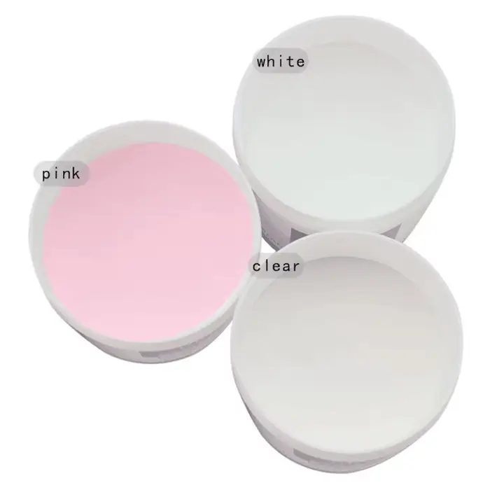 Poudre à ongles acrylique transparente/rose/blanc, 3 couleurs, poudre polymère cristal sculptée, ver