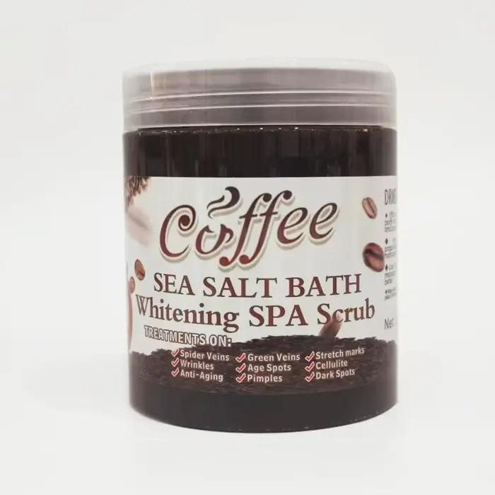 Sel de Bain Exfoliant et Blanchissant au Café 350g/680g – Gommage Corporel Nettoyant en Profondeur pour Peaux Mortes