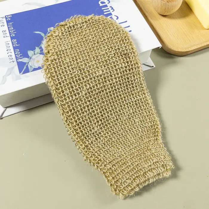Ensemble de bain exfoliant en jute naturel avec gant exfoliant et sangle dorsale – Gommage corporel 