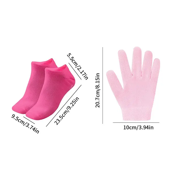 1 paire de chaussettes et gants hydratants multicolores pour les pieds secs et gercés
