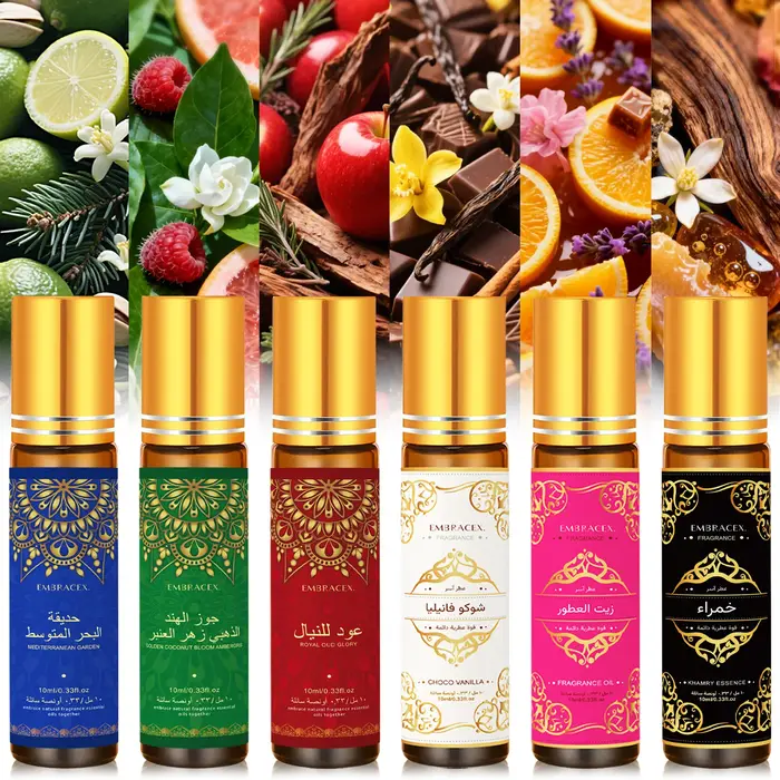 8PC/1PC 10ml Huiles essentielles en roll-on Cadeau Eid al-Fitr Humidificateur Six parfums longue durée