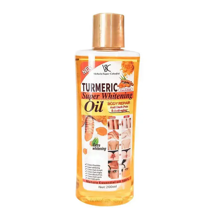 Huile Super Blanchissante au Curcuma 200ml | Huile essentielle réparatrice pour le corps anti-tach