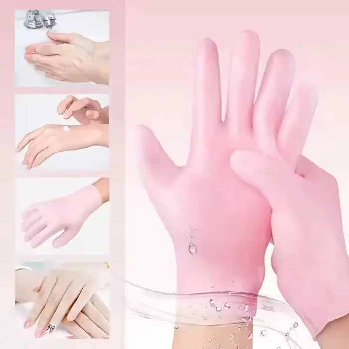Lot de 2 gants hydratants en silicone pour exfolier et prévenir la sécheresse des mains