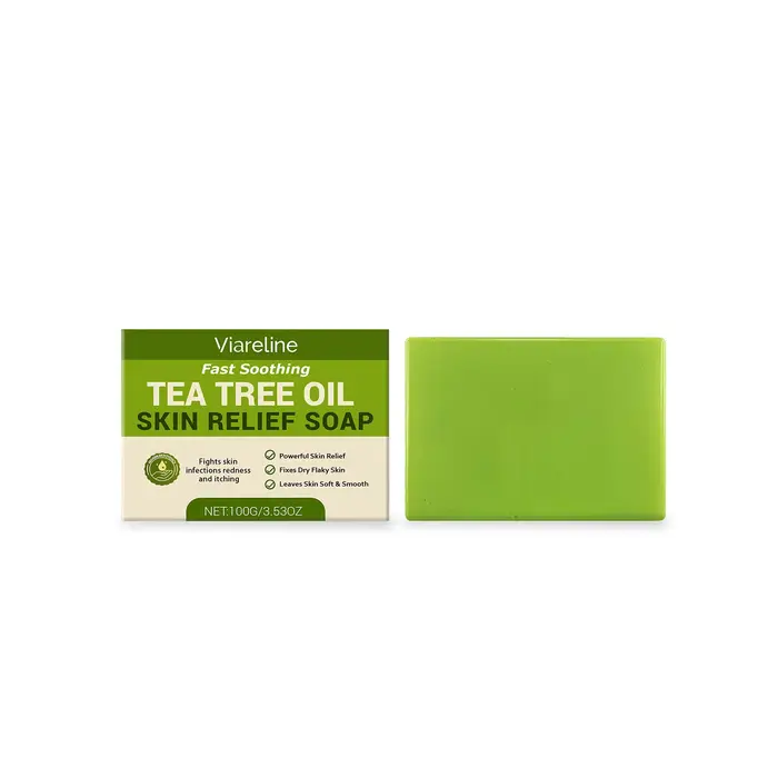 Savon à l'huile d'arbre à thé Nettoyant Doux Exfoliant Soulage les démangeaisons Hydratant Peau sèche Lissant