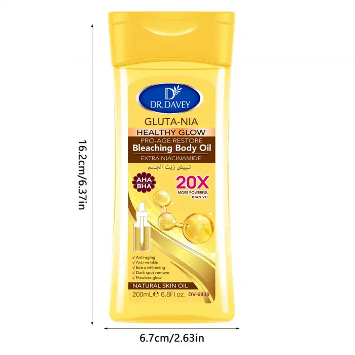 200ml DR.DAVEY GLUTA NIA Body OilHuile de soin de la peau hydrate et nourrit