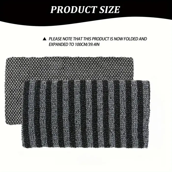 Serviette de bain exfoliante avec poignée ergonomique, 2 pièces, pour dos, bras, jambes, Design text