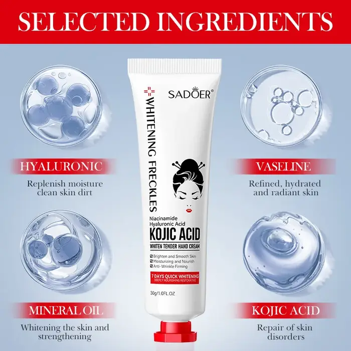 SADOER crème pour les mains à l'acide kojique hydratant nourrissant éclaircissant crèmes