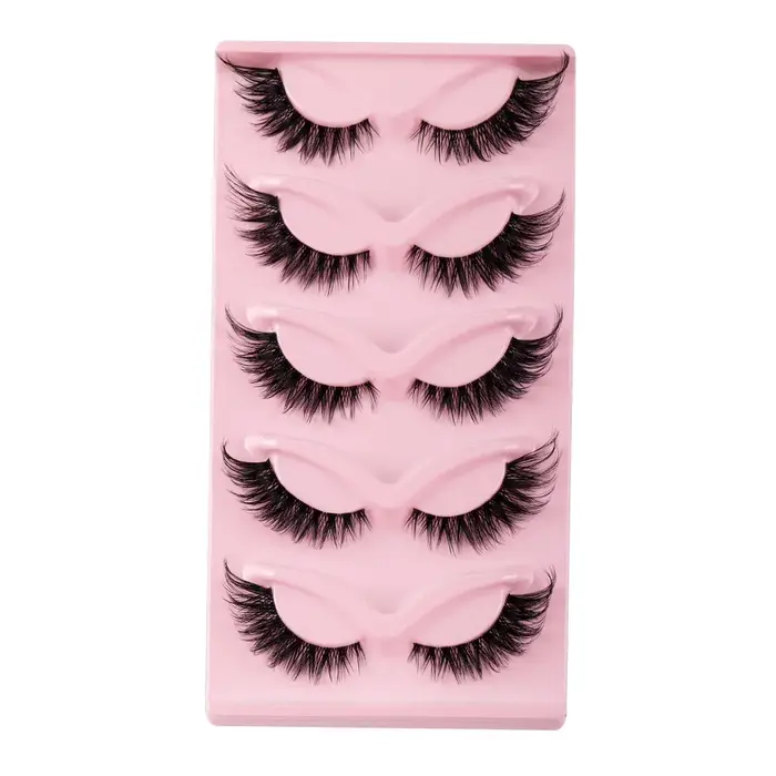 Faux-Cils en Faux Vison Naturel, Longs, Manga, Yeux Ailés, Accessoire de Maquillage, 5 Paires
