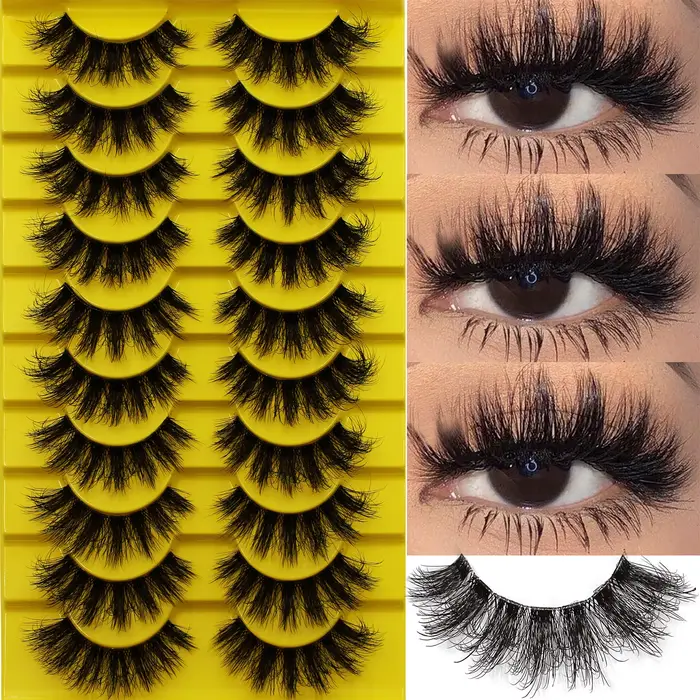 Faux cils moelleux russes, cils à bande 3D, maquillage désordonné, cils optiques moelleux, 10 paires