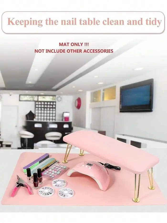 Polymères de table rose pour nail art, 1/2 pièces, portable, pliable, pour accoudoir, en cuir microc