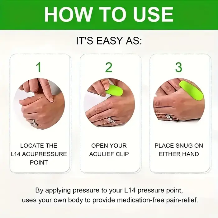 Clip d'acupression pour soulager la migraine et la tension - Massage du point