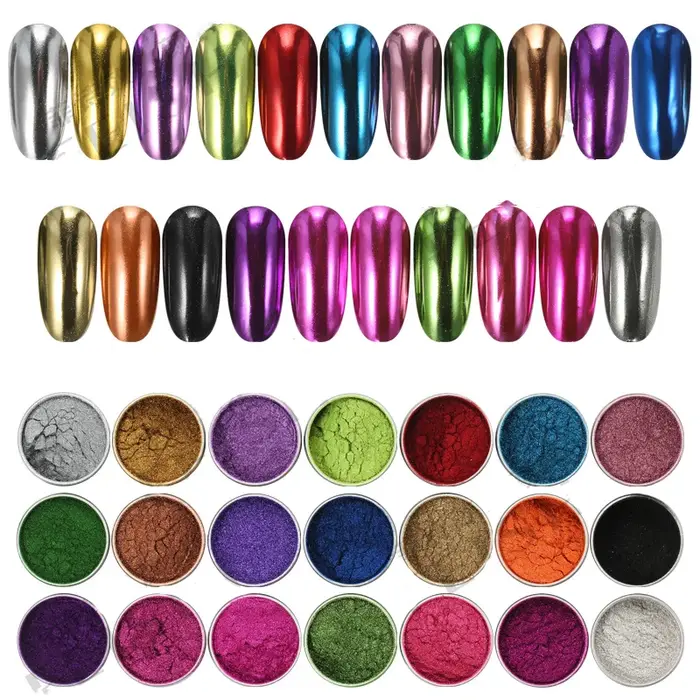 1/2 pièces argent or métal Chrome poudre à ongles effet miroir métallique ongles paillettes Pigment