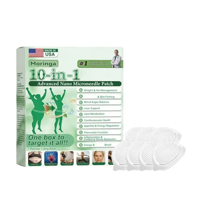 Patch Corporel Nano Microneedle ≤0.3mm Infusé au Moringa Hydratant Raffermissant Soin des Courbes Micro-aiguilles Douces Autocollant Microdarts Femme Homme