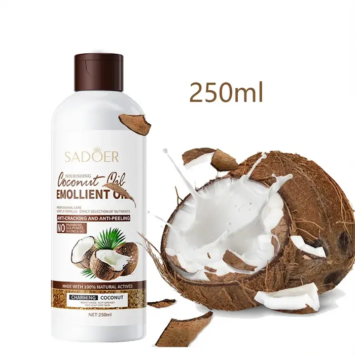 250ml noix de coco apaiser la peau sèche éclaircir les ridules huile de Massage du visage nourrir les cheveux élimine