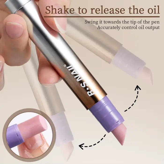 RSNAIL Stylo à huile pour cuticules 3 en 1 avec poussoir à ongles en céramique pour ongles secs et e