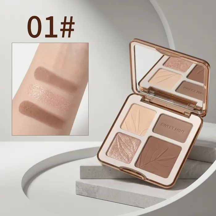 Palette de contour 4 couleurs Sweetmint, surligneur et contour intégrés, texture fine, facile à esto