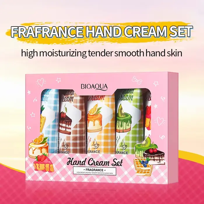 BIOAOUA Crème pour les mains de luxe Coffret cadeau de Noël 5Pack Crème pour les mains parfumée hydr