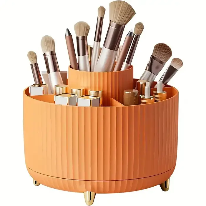Organisateur de porte-brosse de maquillage 5 emplacements 360 ° Organisateurs rotatifs de stockage de bureau de pincea