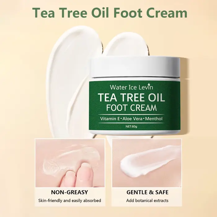 Crème pour les pieds à l'huile d'arbre à thé Water Ice Levin – Vitamine E Aloe Vera Menthol Ralent