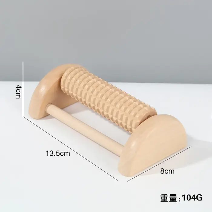 Rouleau de réflexologie en bois naturel conçu pour améliorer la relaxation, stimuler la circulation,