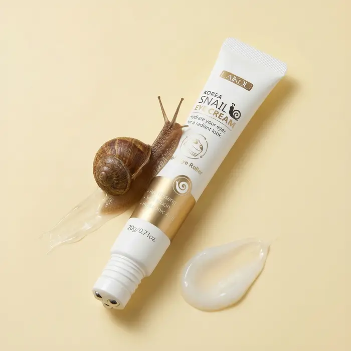 Crème pour les yeux à l'escargot LAIKOU Corée 20g Triple applicateur Hydratation intense Absorption facile Massage