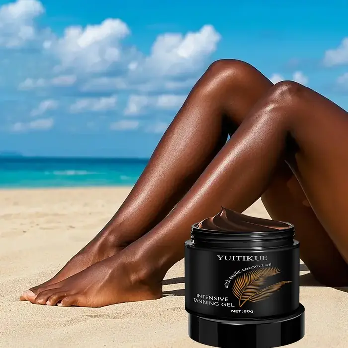 ​ ​ YUITIKUE Gel Bronzant Intensif 80g avec Huile de Noix de Coco - Brillant Naturel Rapide