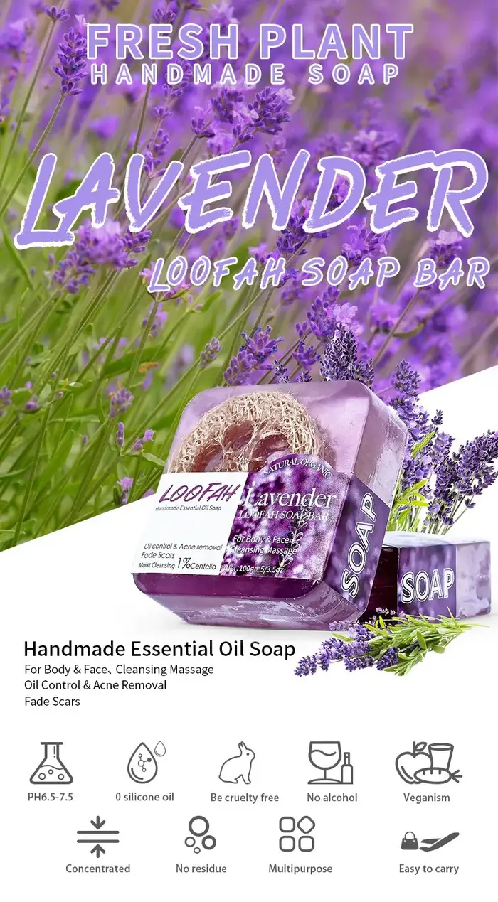Savon Loofah à l'huile de lavande biologique