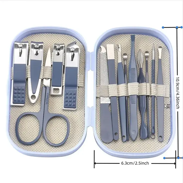 Ensemble de manucure et pédicure de luxe pour hommes et femmes, ciseaux à ongles, coupe-ongles, cuil
