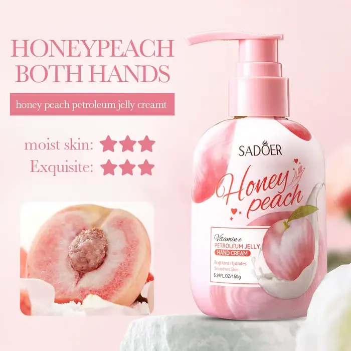 Crème pour les mains à la pêche 150g, riche en glycérine, extrait d'essence de pêche et tocophérol, 