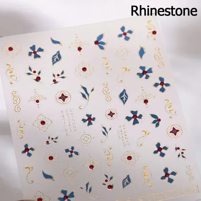 Autocollants pour Nail Art, estampage à chaud, motifs d'or et d'argent, Totem de perles 5D de Style 