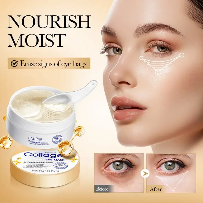 SADOER Masque pour les yeux hydratant anti-rides et raffermissant au collagène pour réduire les cern