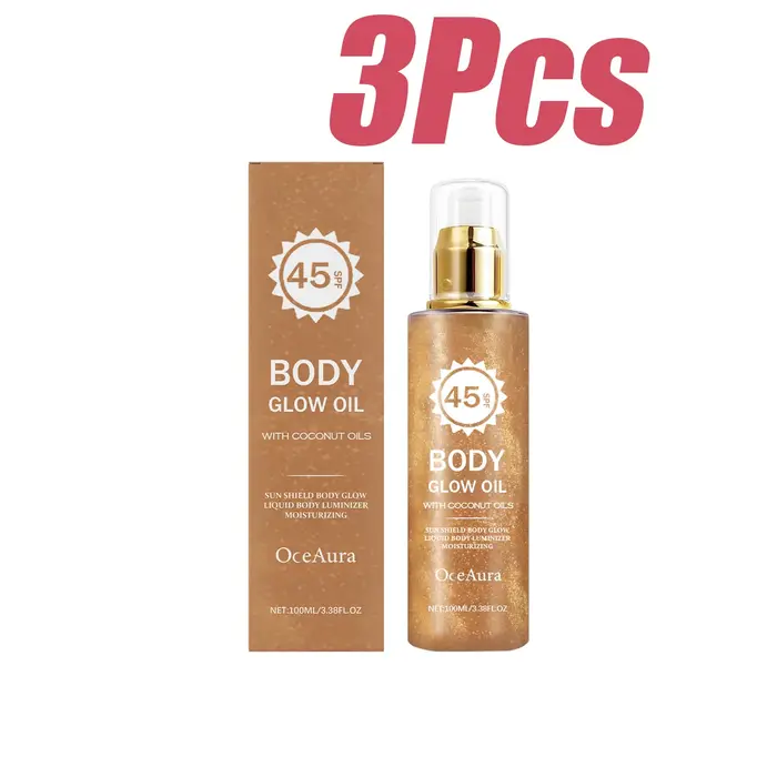 Huile Corporelle Scintillante à la Noix de Coco avec Protection Solaire UV
