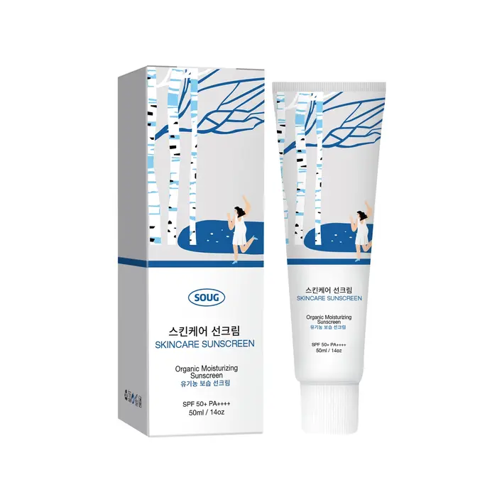 Crème solaire hydratante bio SPF50+ PA++++ 50ml - Crème solaire teintée pour le visage, protection U