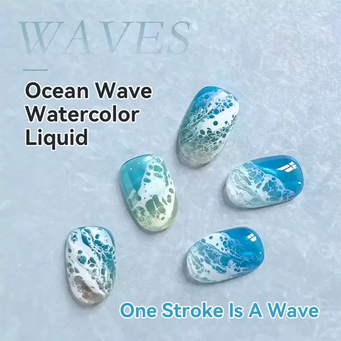 Vernis à ongles gel 10ml Blanc Effet Vague Océanique, Gel à ongles blanc effet aquarelle liquide pou