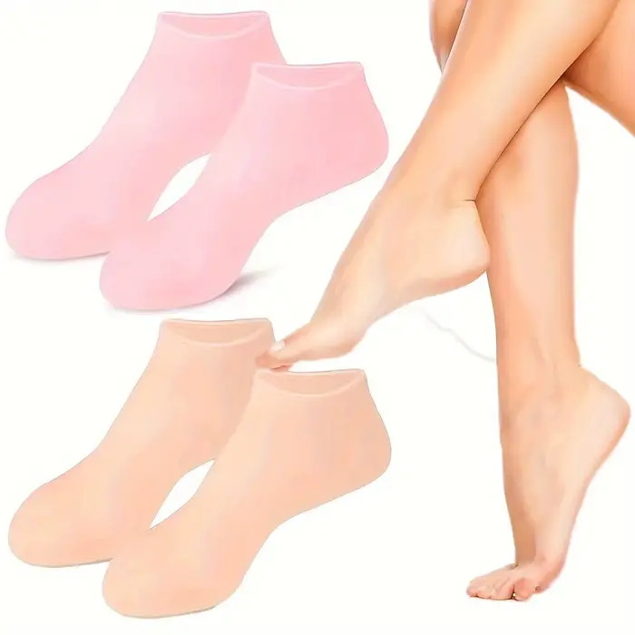 Lot de 2 chaussettes hydratantes en Gel de Silicone pour pieds secs et craquelés