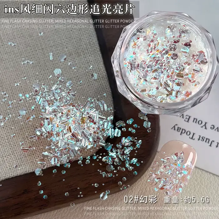 2 bouteilles de paillettes hexagonales Ultra-fines pour ongles, bulle 3D Super brillante, paillettes