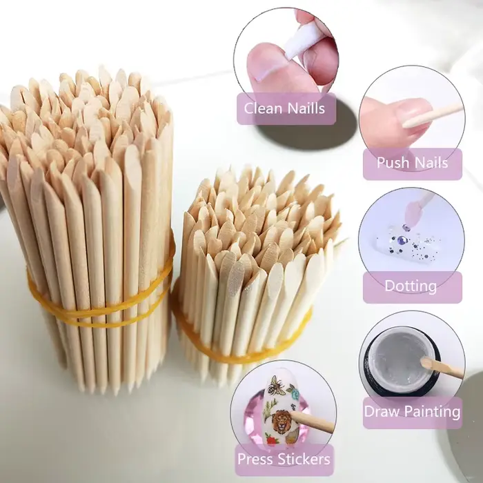 Lurayee – poussoir à cuticules pour ongles, bâtons en bois Orange, dissolvant de manucure, Design en
