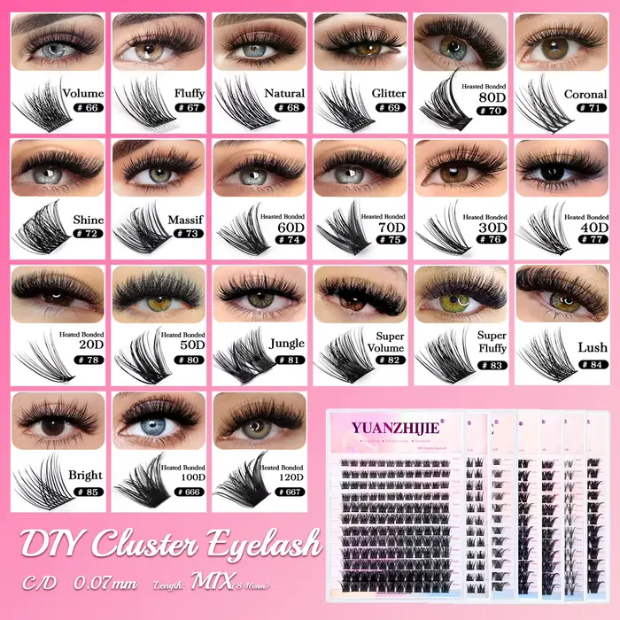 YUANZHIJIE-Extensions de cils naturels segmentés en grappe, beauté moelleuse russe, maquillage de ha