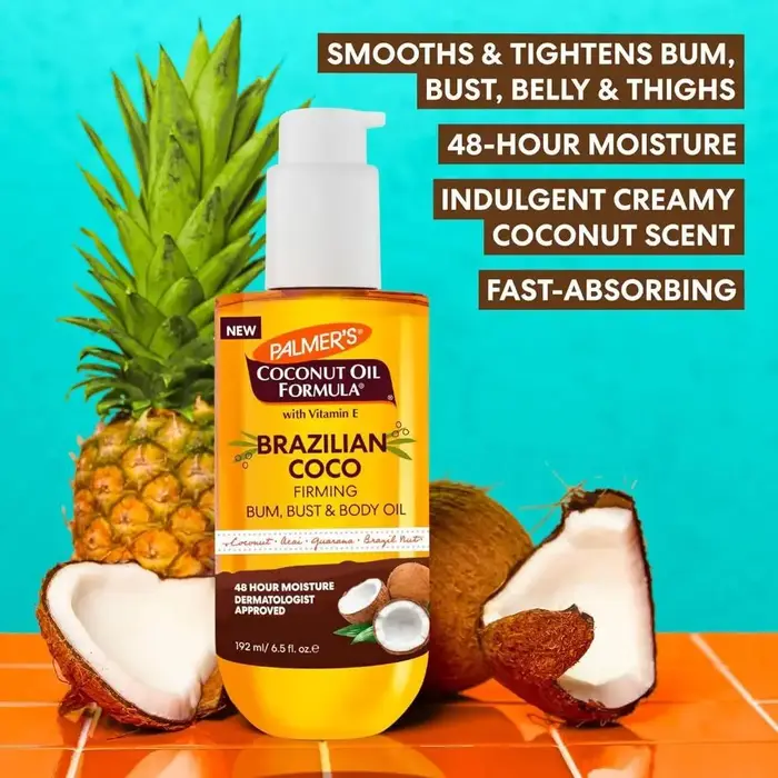 Huile corporelle raffermissante Palmer's Vanille & Noix de Coco - Hydratation 72H avec Beurre de Kar