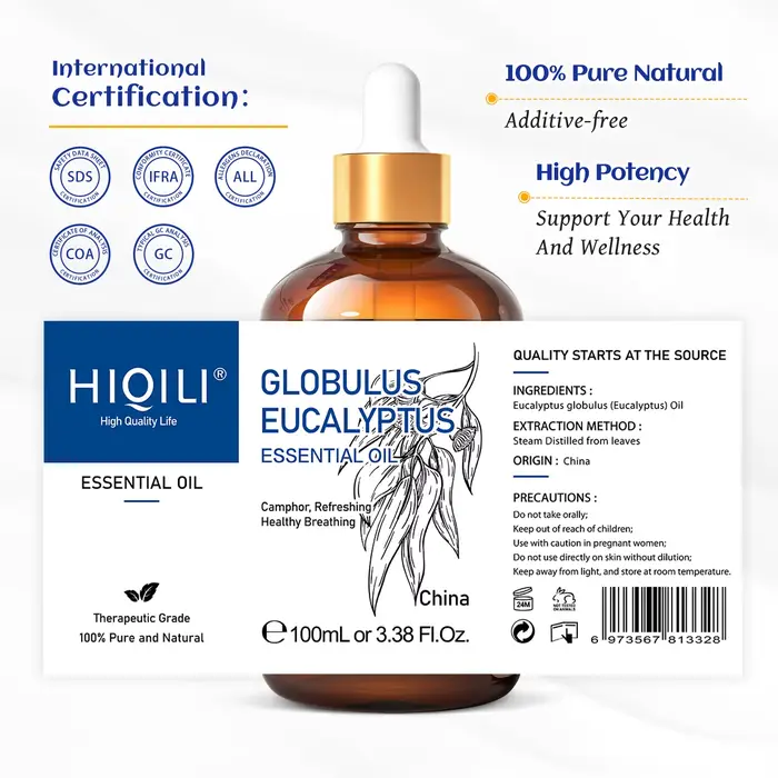 HIQILI Huile essentielle d'eucalyptus 100 ml