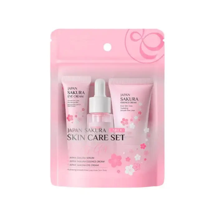 Sakura – ensembles et Kits de soins de la peau, avec nettoyant, sérum, crème pour les yeux, crème es