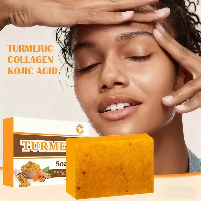 Savon à l'huile essentielle pour éliminer et blanchir l'acné au curcuma